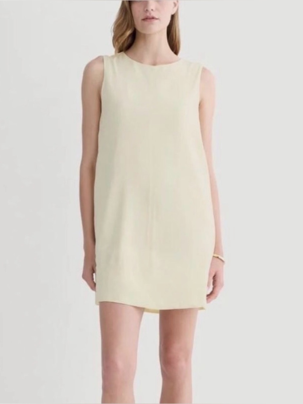 Everlane shift dress stretch linen nwt lined butter yellow